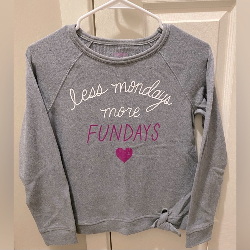 Girls size 12 Gray Long Sleeve Graphic Crew Sweatshirt